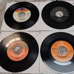 1970s-1980s 45 RPM Vinyl Records Featuring Kansas, Kalin Twins, Flash Cadillac, The Kinks, Lot Of 8