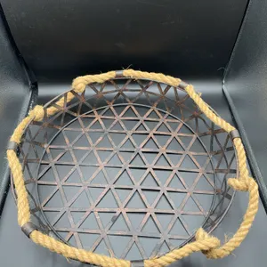 Large Metal & Rope Basket