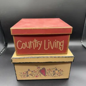 2 Primitive Cardboard Square Boxes