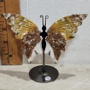 Polished Bumble Bee Jasper Butterfly W/Metal Stand