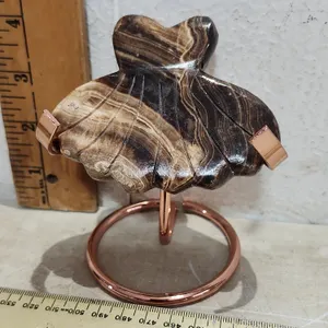 Dress Shaped Carved Chocolate Calcite W/Metal Stand