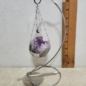 Amethyst Geode Sphere W/Stand & Beaded/Chain Hanger