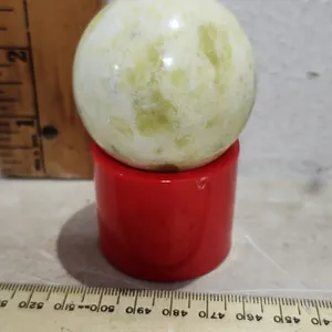 Polished Olive Opal Jade Sphere