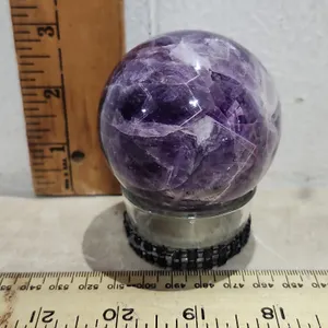 Polished Dream Amethyst/Chevron Amethyst Crystal Sphere W/Glass Stand