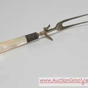 Mother of Pearl with Sterling Silver Accented Carving Fork. LR