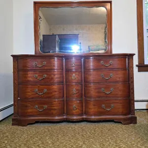 Vintage Drexel 12 Drawer Dresser and Mirror. (The mirror is dirty not cloudy) 62 x 21 x 71. Dresser is 35" tall. *you must bring adequate help and