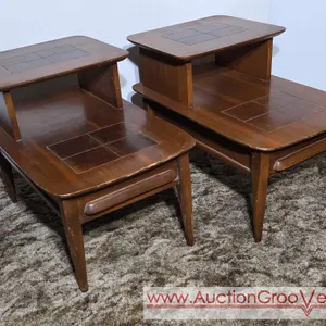 Pair of Stanley Step Side MCM End Tables. LR