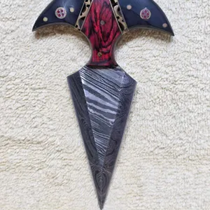 Damascus Push Dagger with Case. LR