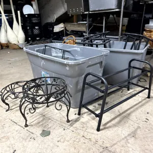 Assorted Metal Display Stands, Folding Racks & Wicker Basket