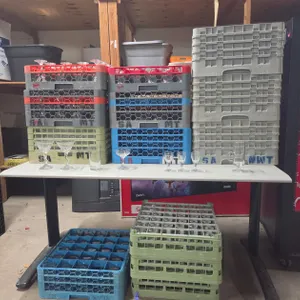 Assorted Commercial Glassware with Wash Racks