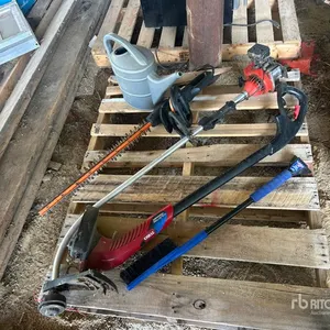 Hedge Trimmer, Gas Trimmer, Brooms, Watering Can & Assorted Lawn and Garden Tools