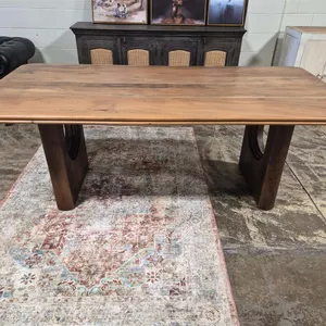 Wood Dining Table with Pedestal Bases
 UNRESERVED