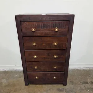 Dark Wood Five-Drawer Chest
 UNRESERVED