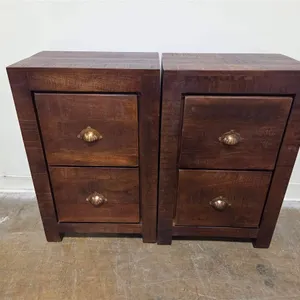 Pair of Dark Wood Two-Drawer Nightstands
 UNRESERVED