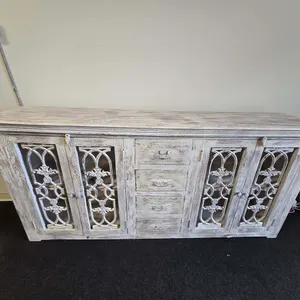 Distressed White Four-Door Sideboard Cabinet
 UNRESERVED