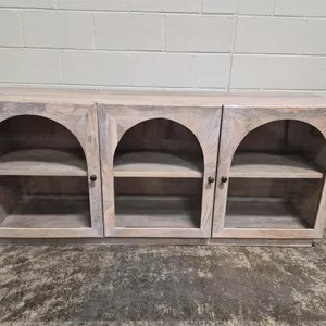Wood Glass-Front Sideboard Cabinet
 UNRESERVED
