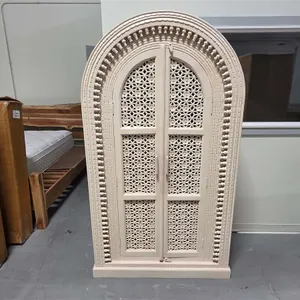 Cream Ornate Arched Two-Door Storage Cabinet. In box,
 UNRESERVED
