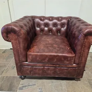 Brown Chesterfield-Style Leather Armchair
 UNRESERVED
