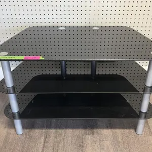 3 Tier Black Tempered Glass Media Console