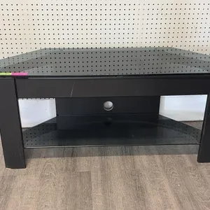 Wooden and tempered glass corner TV stand-black