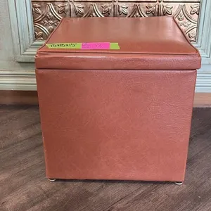Vintage faux leather storage ottoman