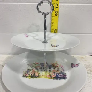 Klikel Gift Gallery 2-Tier Ceramic Floral Cake Stand / Serving Tray