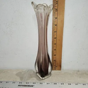 Vintage Swung Glass Vase 11" Tall