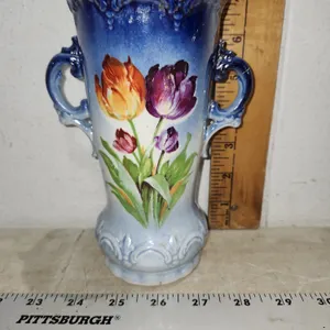 Vintage Hand Painted Vase 5.5"X3.5"X7" (One Handle Repaired)