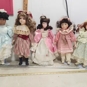 5 Vintage Porcelain Dolls, Some Damage/Discolored