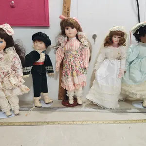 5 Vintage Porcelain Dolls, Some Damage/Discolored