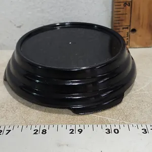 Vintage Art Deco Black Amethyst Glass Chinese Style Display Stand/Base 4.75"X1.5"
