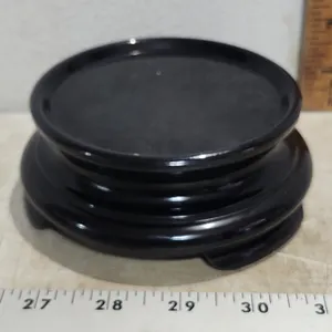 Vintage Art Deco Black Amethyst Glass Chinese Style Display Stand/Base 5"X2"