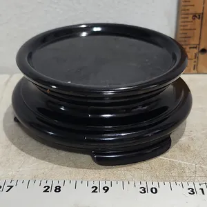Vintage Art Deco Black Amethyst Glass Chinese Style Display Stand/Base 5"X2"