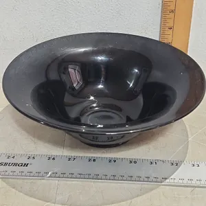 Vintage Black Glass Footed Bowl 10"X3.5"