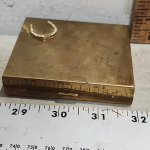 Vintage Metal Cigarette Holder, Horse Shoe Design (Missing 4 Stones) 3"X3.75"X1.75"