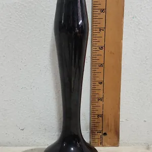Vintage Black Pottery Bud Vase 9" Tall