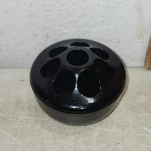 Vintage Black Glass Flower Frog 2.25"X1.5"