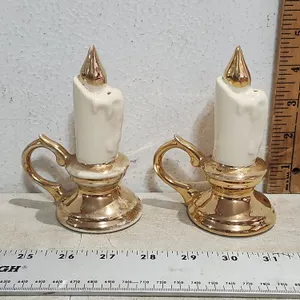 Vintage Ceramic Candle Finger Lamp Salt/Pepper Shakers