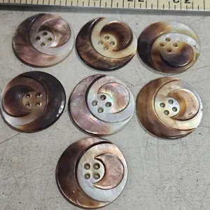 7 Vintage Handcrafted Seashell Buttons 1.25"