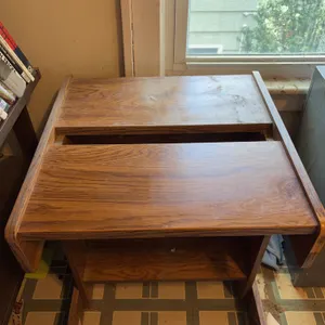 Wooden Desk with Open Shelf Storage