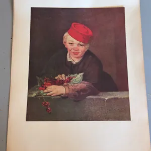 Edouard Manet Print, ‘Boy with Cherries,’ 8×10, Backed on 14.5×11 Board