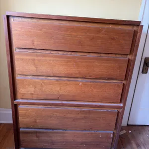 Mid-Century Modern Five-Drawer Wooden Dresser