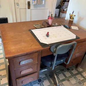 Solid Wood Desk with Drawers and Pull-Out Extensions