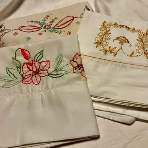 Three Single Embroidered Pillow Cases