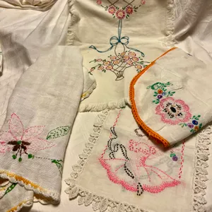 Vintage Embroidered Linen Lot