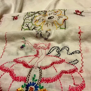 Two Long Vintage Embroidered Table Runners