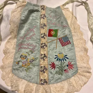 Silk Embroidered Apron USS Lake Bridge