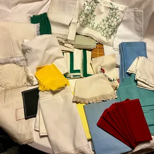 Large Lot of Vintage Linens, assorted Fabrics,etc. As Is