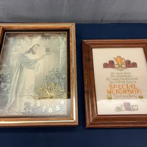 Framed clock and sign