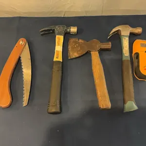 Stud sensor, hammers, and hand saw